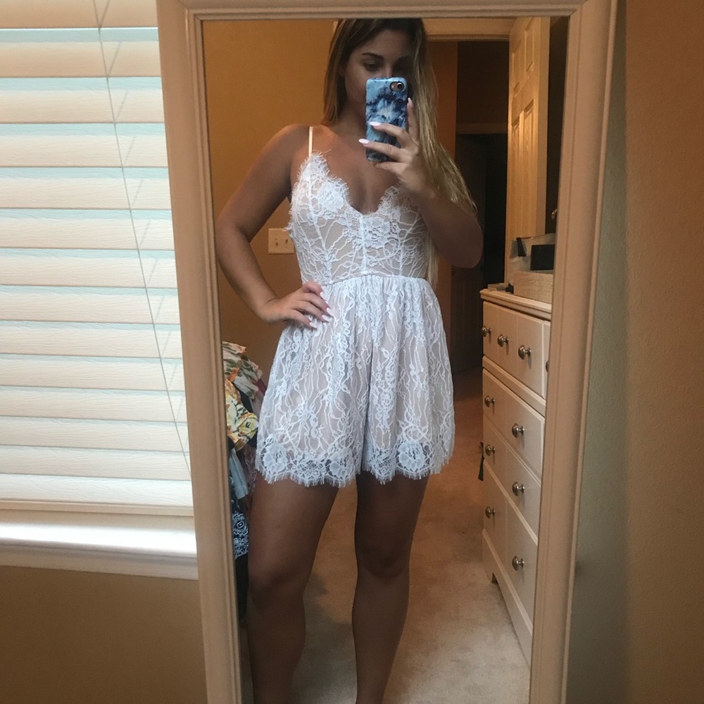 Perfect white lace romper!